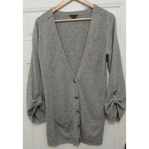 Theory womens medium long cardigan sweater 100% cashmere gray Amaya